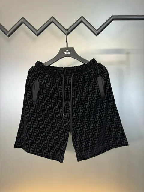 FENDI FF Logo Print Velvet Shorts