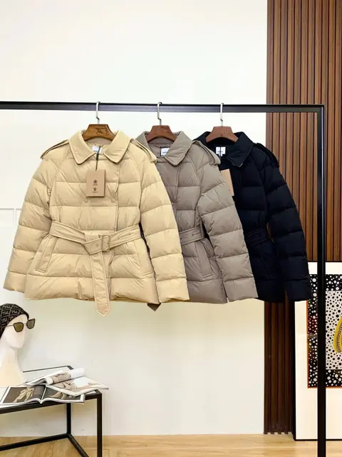 Women's Quilted Puffer Coat with Belt