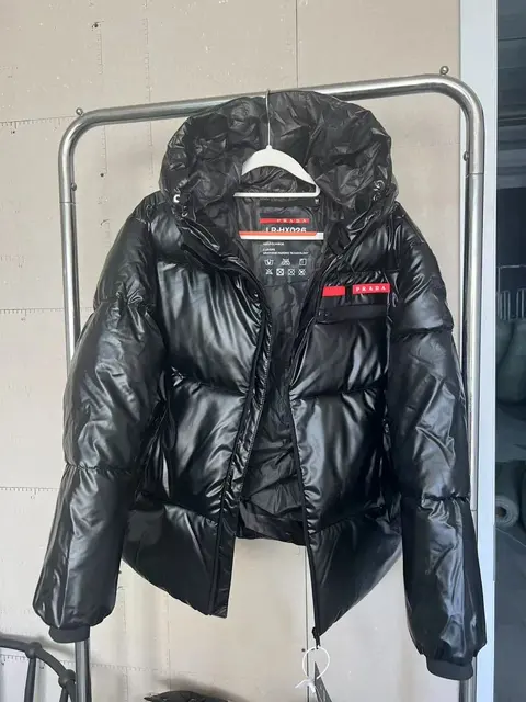 Prada Black Puffer Jacket with Hood