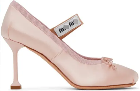 Miu Miu Pink Satin Mary Jane Heels