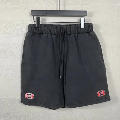 888 Black Fleece Shorts with Red Logo