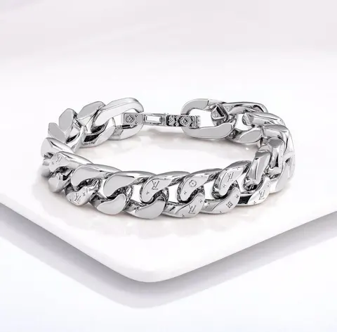 Louis Vuitton Silver Curb Chain Bracelet