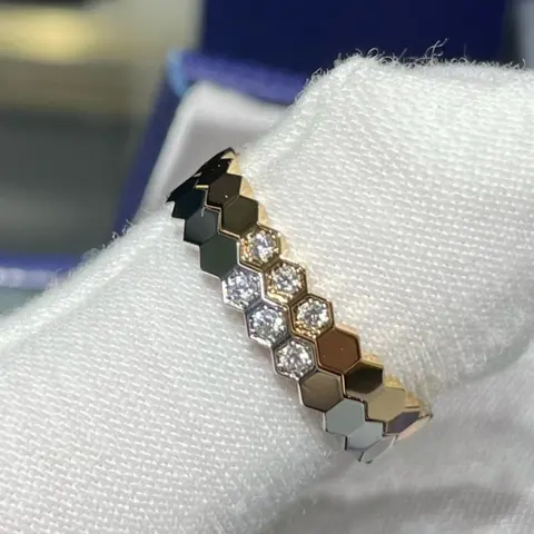 Hexagonal Diamond Band Ring