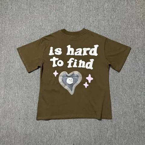 Brown T-Shirt with 'is hard to find' Graphic and Heart Design