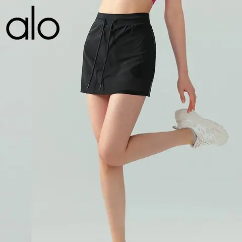 alo Active Black Drawstring Skort