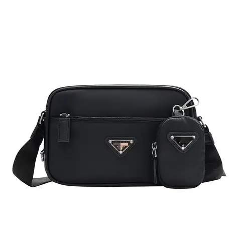 Prada Black Nylon Crossbody Bag with Detachable Pouch