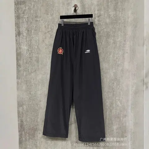 Balenciaga Black Track Pants with Crest Logo