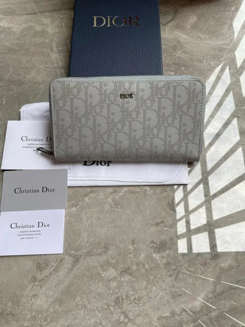 Dior Oblique Print Zip Around Wallet
