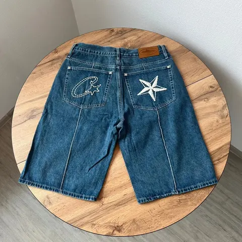 Denim Shorts with Star Embroidery