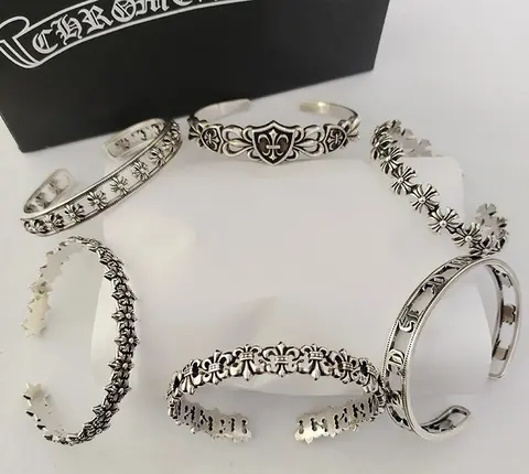 TAROTIC Vintage Silver Tone Cuff Bracelets Set