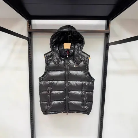 Moncler Black Down Vest with Hood