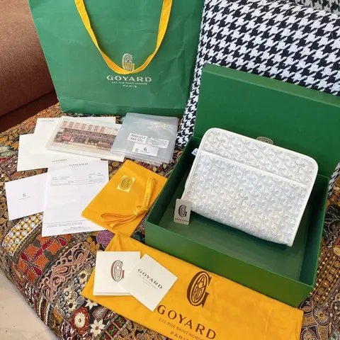 Goyard White Monogram Clutch with Original Packaging
