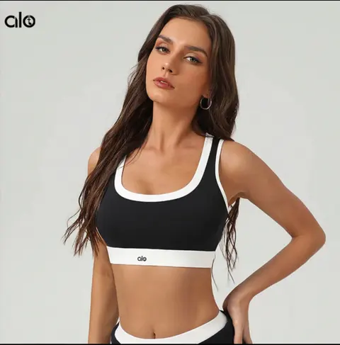 alo Yoga Black and White Sports Bra