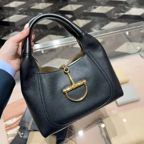Chanel Black Caviar Leather Hobo Bag with Gold Hardware