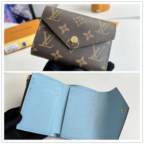 Louis Vuitton Monogram Canvas Wallet with Blue Interior