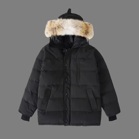 Moncler Black Down Jacket with Fur Trim Hood