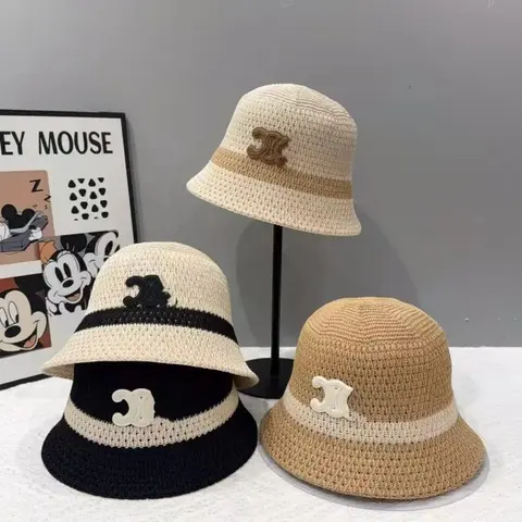 Stylish Woven Bucket Hats with Logo Detail