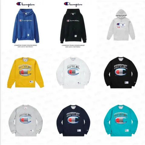 Champion x Supreme Collaboration Hoodies and Sweatshirts