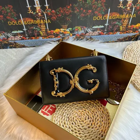Dolce & Gabbana DG Logo Black Leather Crossbody Bag