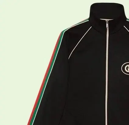 Gucci Black Track Jacket with Red and Green Stripes