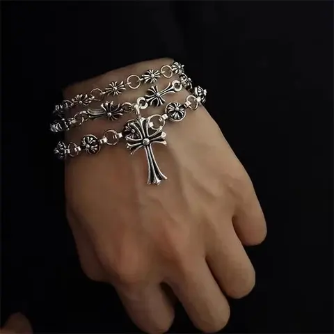 Lead-Free American Cross Bracelet for Men and Women, Vintage Fashion Couple Bracelet Collection