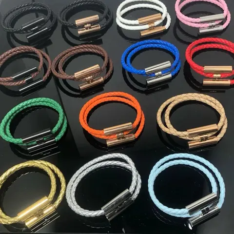 Multi-Color Braided Leather Bracelets with Magnetic Clasp