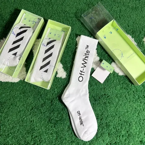 Off White Striped White Socks