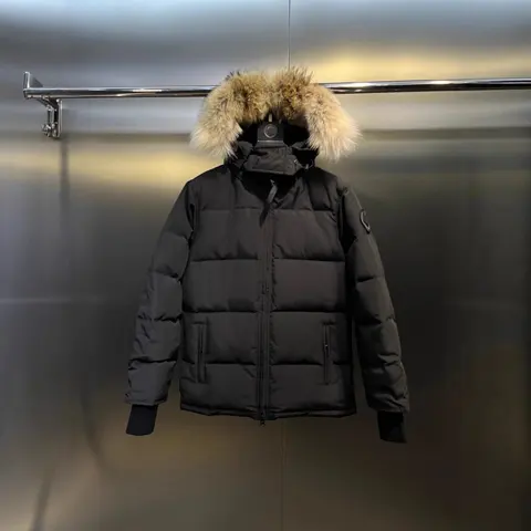 Canada Goose Black Puffer Jacket with Fur Trim Hood