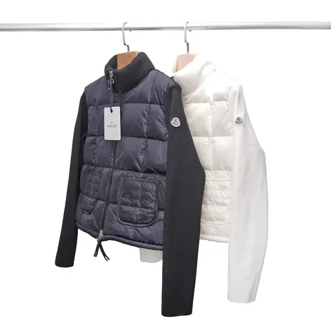 Moncler Quilted Down Vest with Knit Sleeves