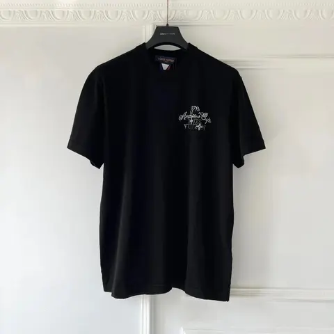 Louis Vuitton Black T-Shirt with Embellished '7th Anniversary' Logo