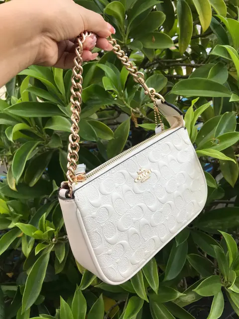 Coach White Embossed Logo Crossbody Bag