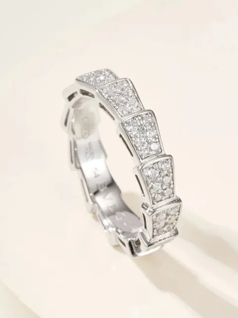 BVGL S925 Sterling Silver Wide Band Full Diamond Ring