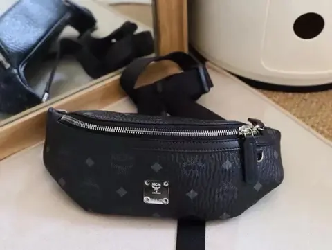 MCM Black Monogram Waist Bag