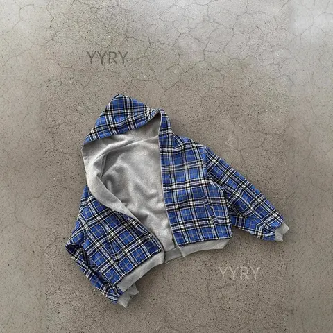 YYRY Blue Plaid Hooded Jacket