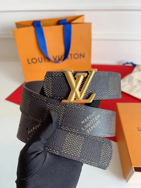 Louis Vuitton Monogram Canvas Belt with Gold-tone LV Buckle