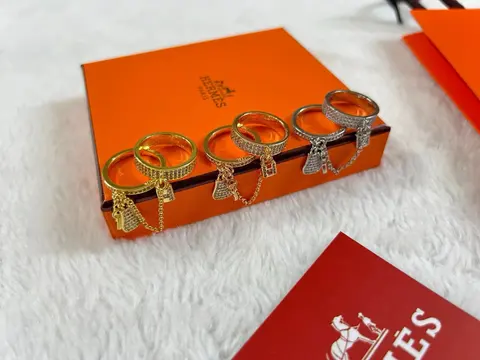 Hermès Lock and Key Charm Rings Set