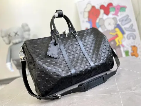 Louis Vuitton Black Damier Ebene Keepall 50 Duffle Bag