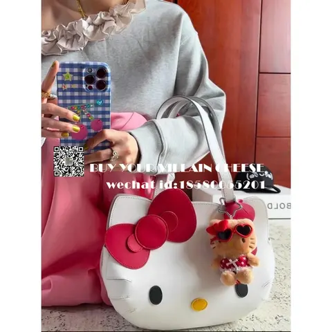 Hello Kitty White Shoulder Bag with Red Bow and Plush Charm