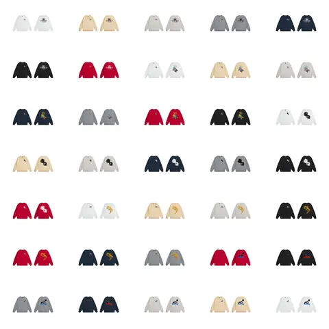 Collection of Colorful Hoodies with Various Graphic Designs