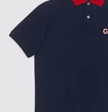 Gucci Navy Blue Polo Shirt with Red Collar