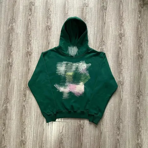 Green Abstract Print Hoodie