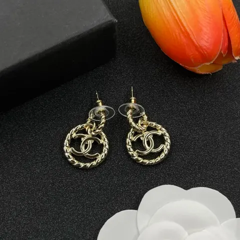 Chanel-Style Gold Chain Link Earrings