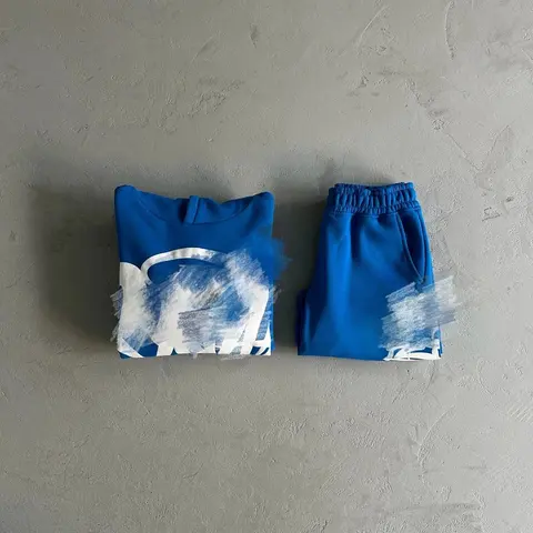 Blue Abstract Print Sweatshirt and Jogger Set