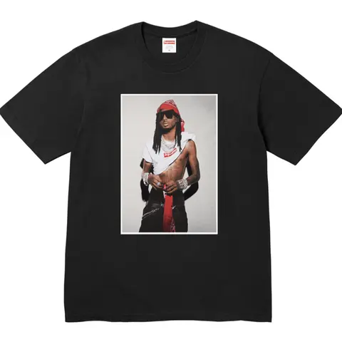 Supreme Black T-Shirt with Portrait Graphic