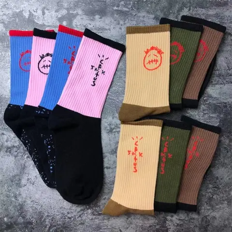 Original Colorful Ghost Face Travis Scott Letter Design Sports Socks for Men and Women