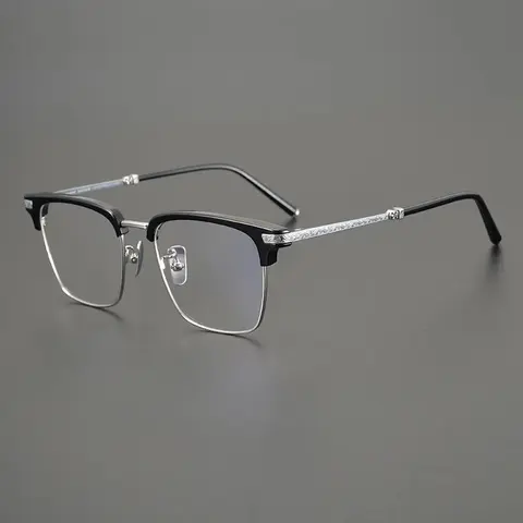 Black and Silver Metal Frame Eyeglasses