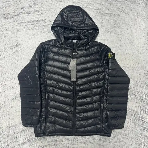 Stone Island Black Quilted Hooded Down Jacket