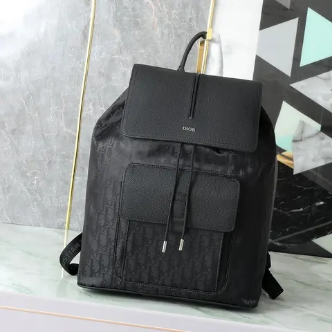 Dior Black Oblique Print Backpack