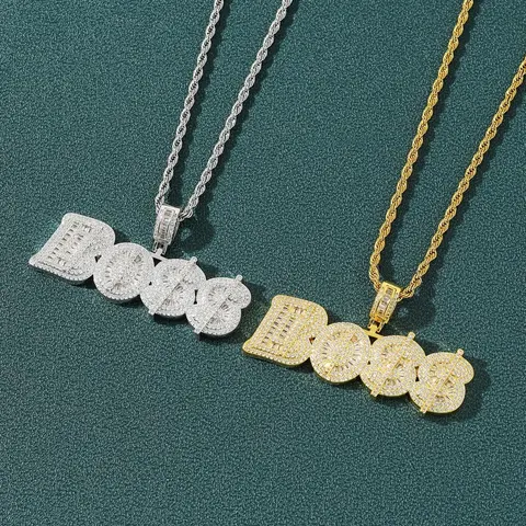 BOOSI Diamond Pendant Necklace Set - Gold and Silver