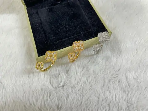 VCA Floral Diamond-Encrusted Open Ring